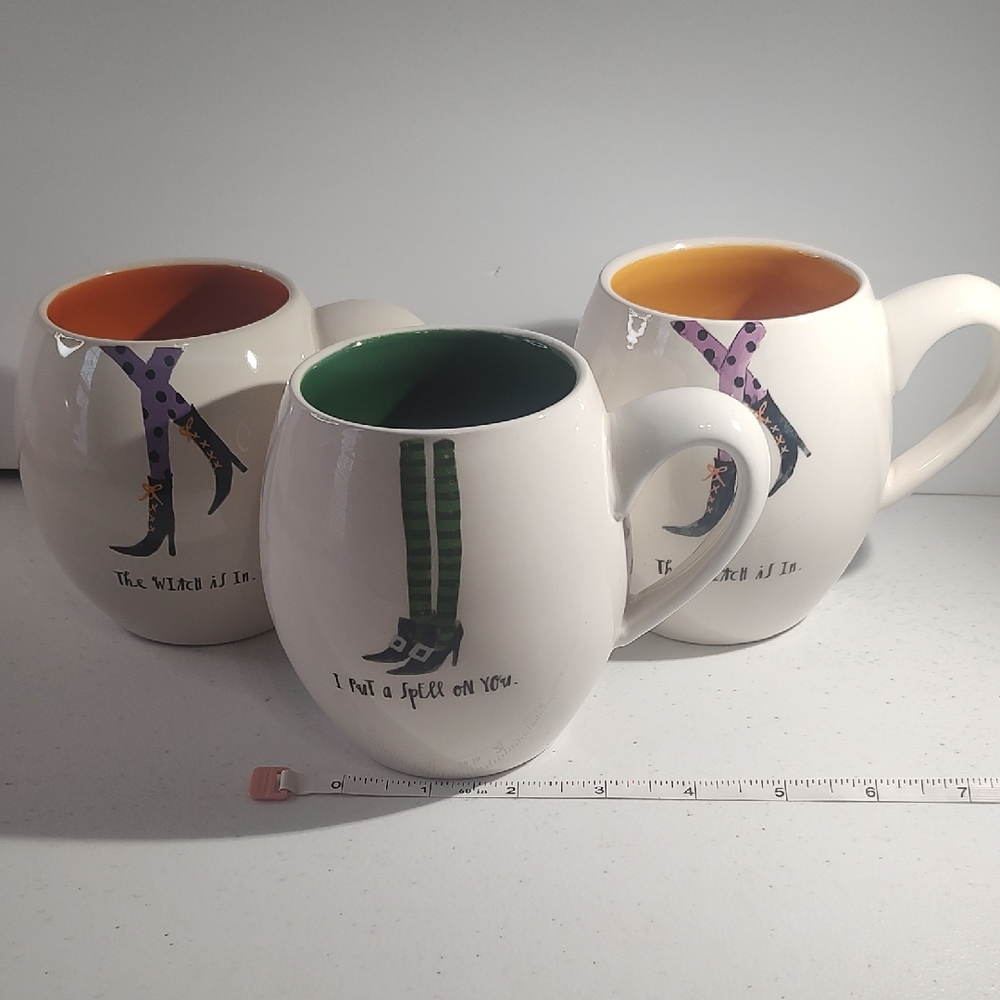 Rae Dunn Witch-Themed Mug Set - Black and White - Picture 1 of 9
